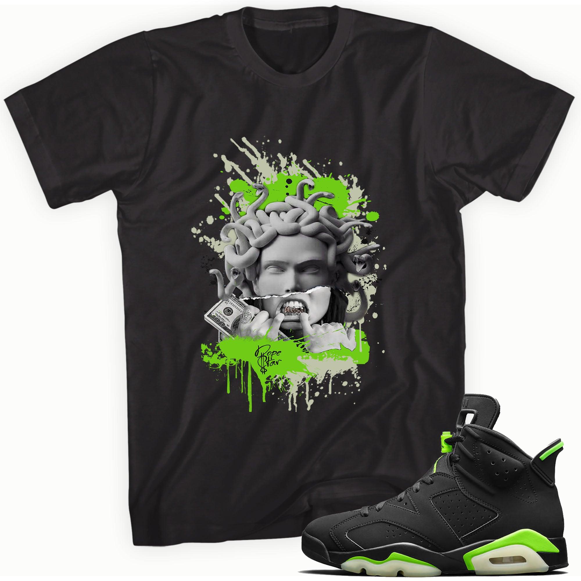 Black Medusa Shirt AJ 6s Retro Electric Green photo