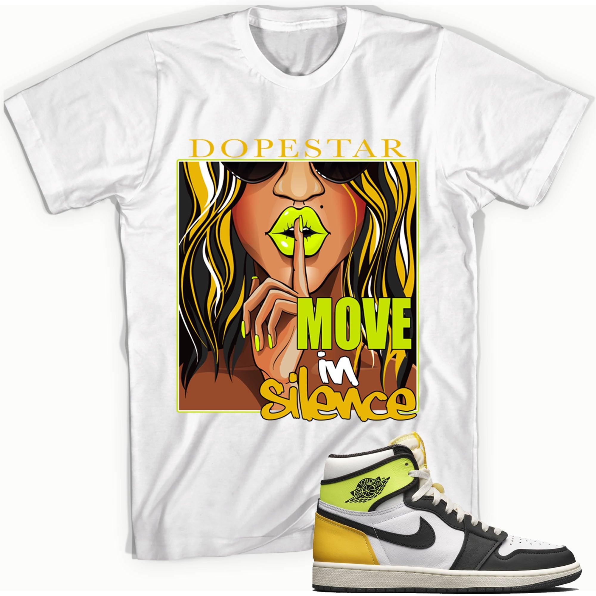Move In Silence Shirt AJ 1 Retro High White Black Volt University Gold photo