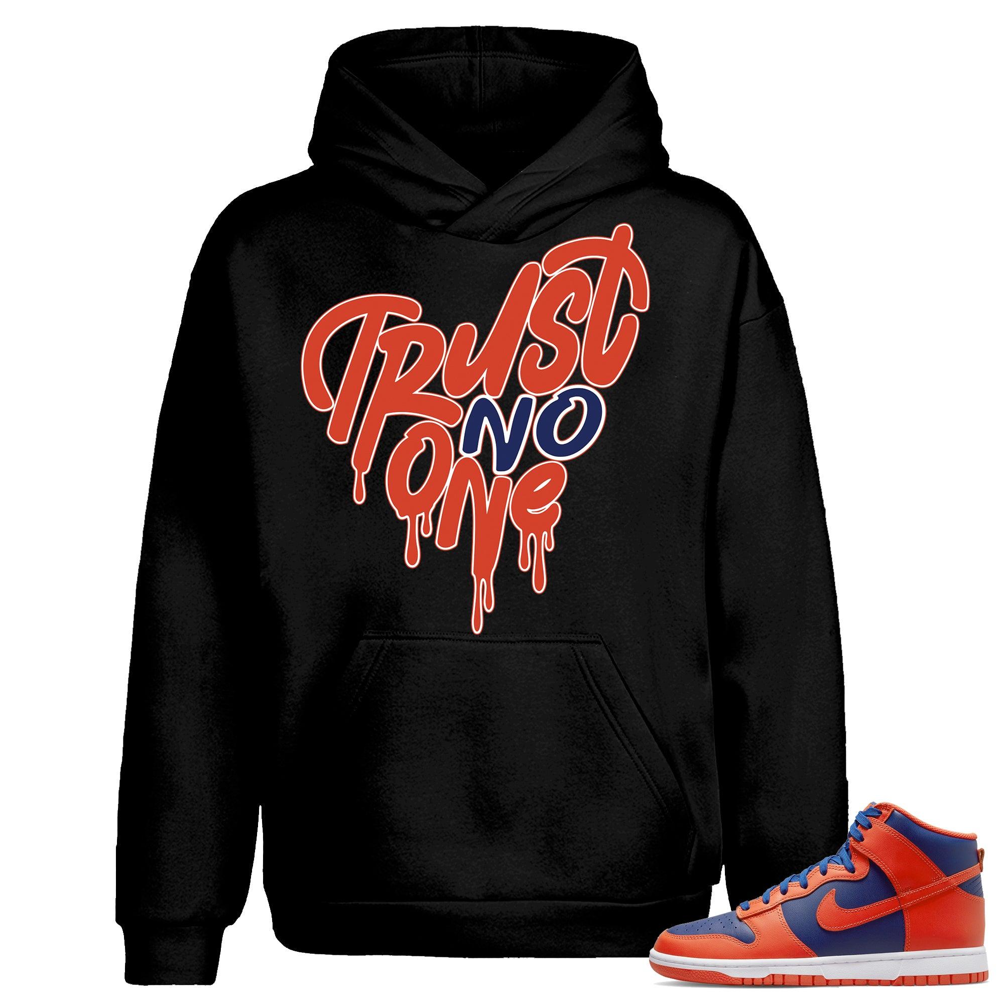 Black Trust No One Hoodie Nike Dunk High Knicks photo