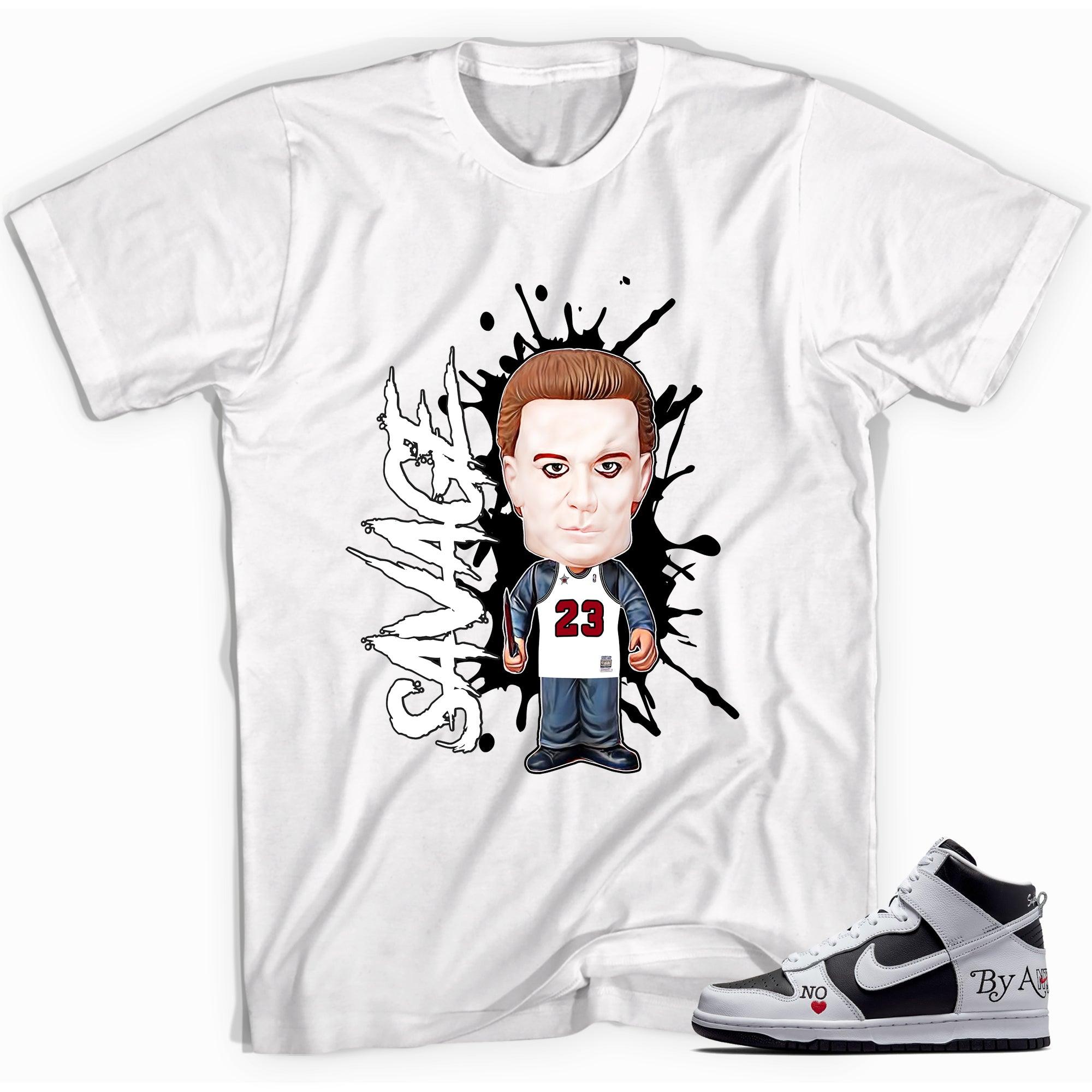 White Savage Shirt Nike SB Dunk High Supreme By Any Means Black photo