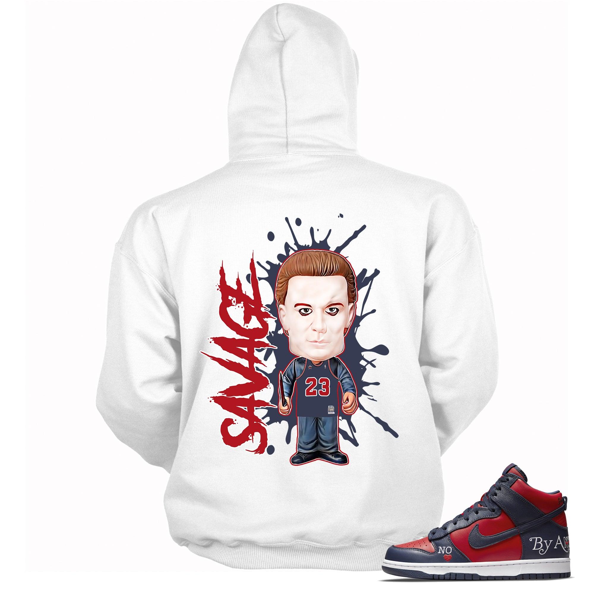 White Savage Hoodie for Nike SB Dunk High Supreme Navy photo 