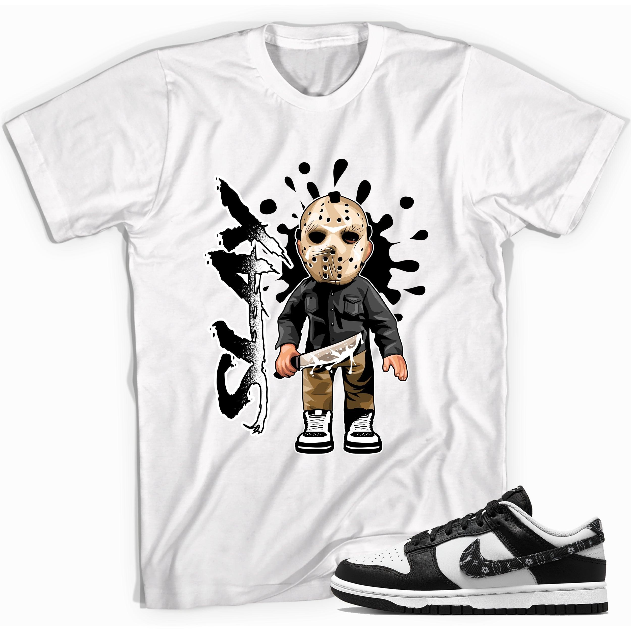 White Slay Sneaker Shirt Nike Dunk Low Essential Black Paisley photo