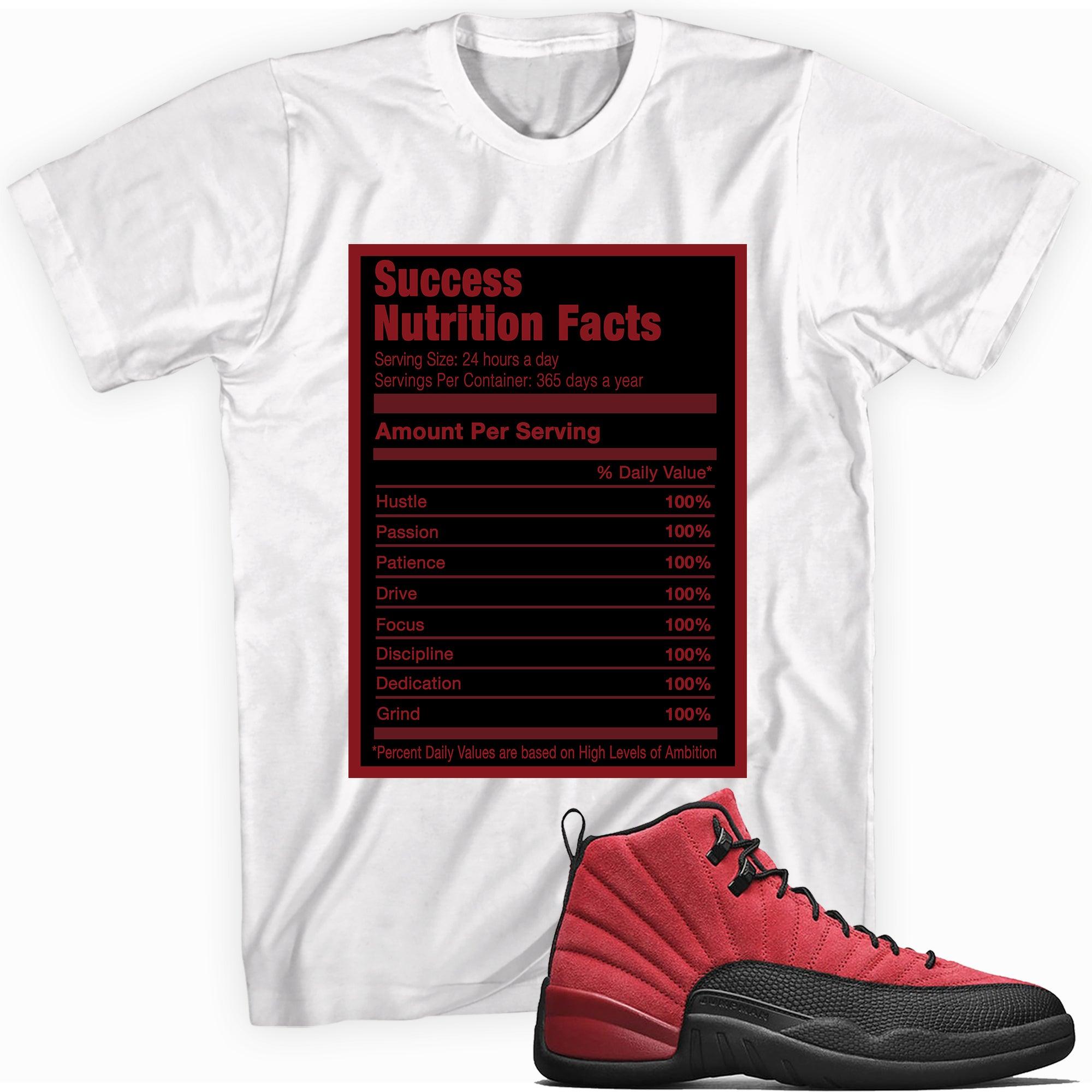 Success Nutrition Facts Sneaker Tee AJ 12 Retro Reverse Flu Game photo
