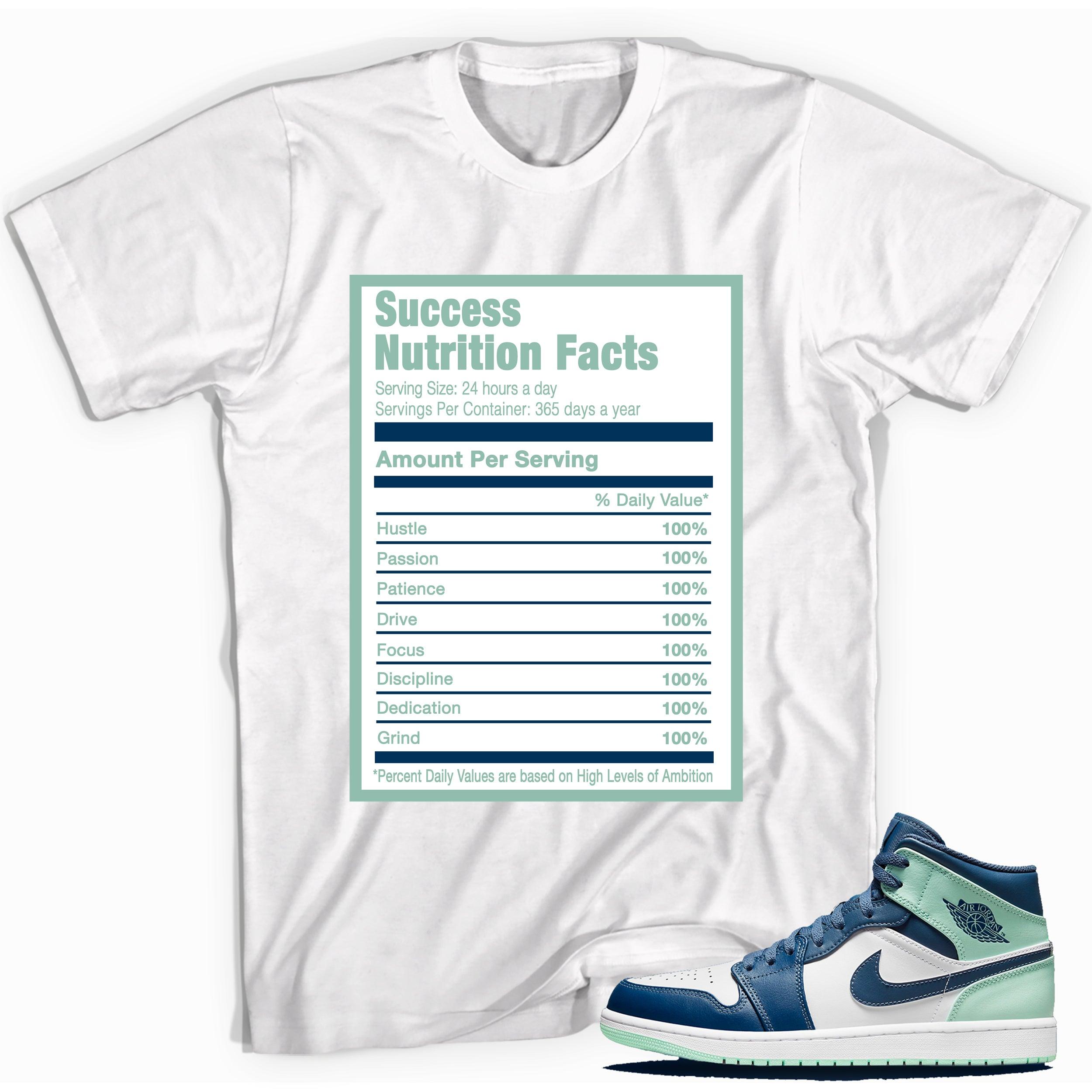 Success Nutrition Sneaker Tee AJ 1 Mid Mystic Navy Mint Foam photo