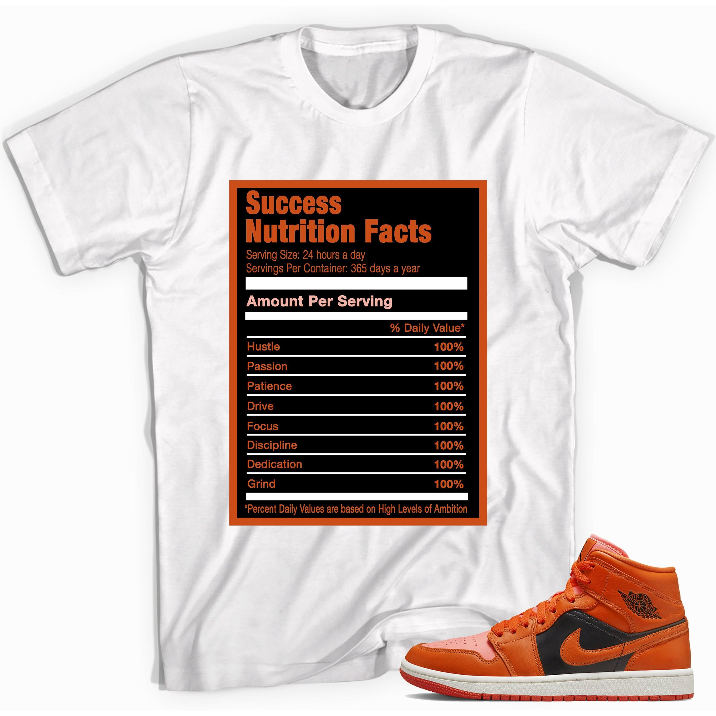 Success Nutrition Facts Sneaker Tee AJ 1 Mid Orange Black photo