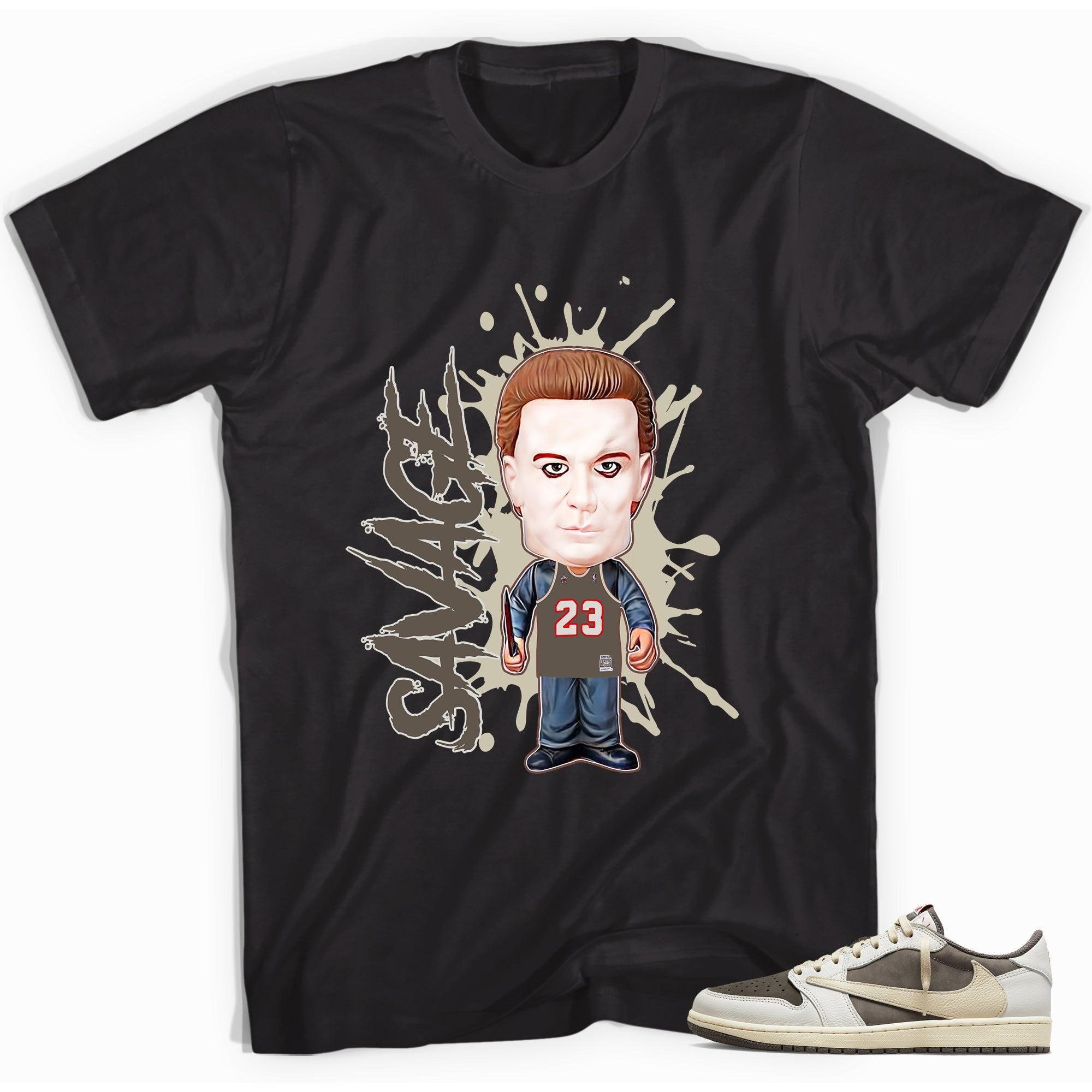 Black Savage Shirt Jordan 1s Travis Scott Low Reverse Mocha photo