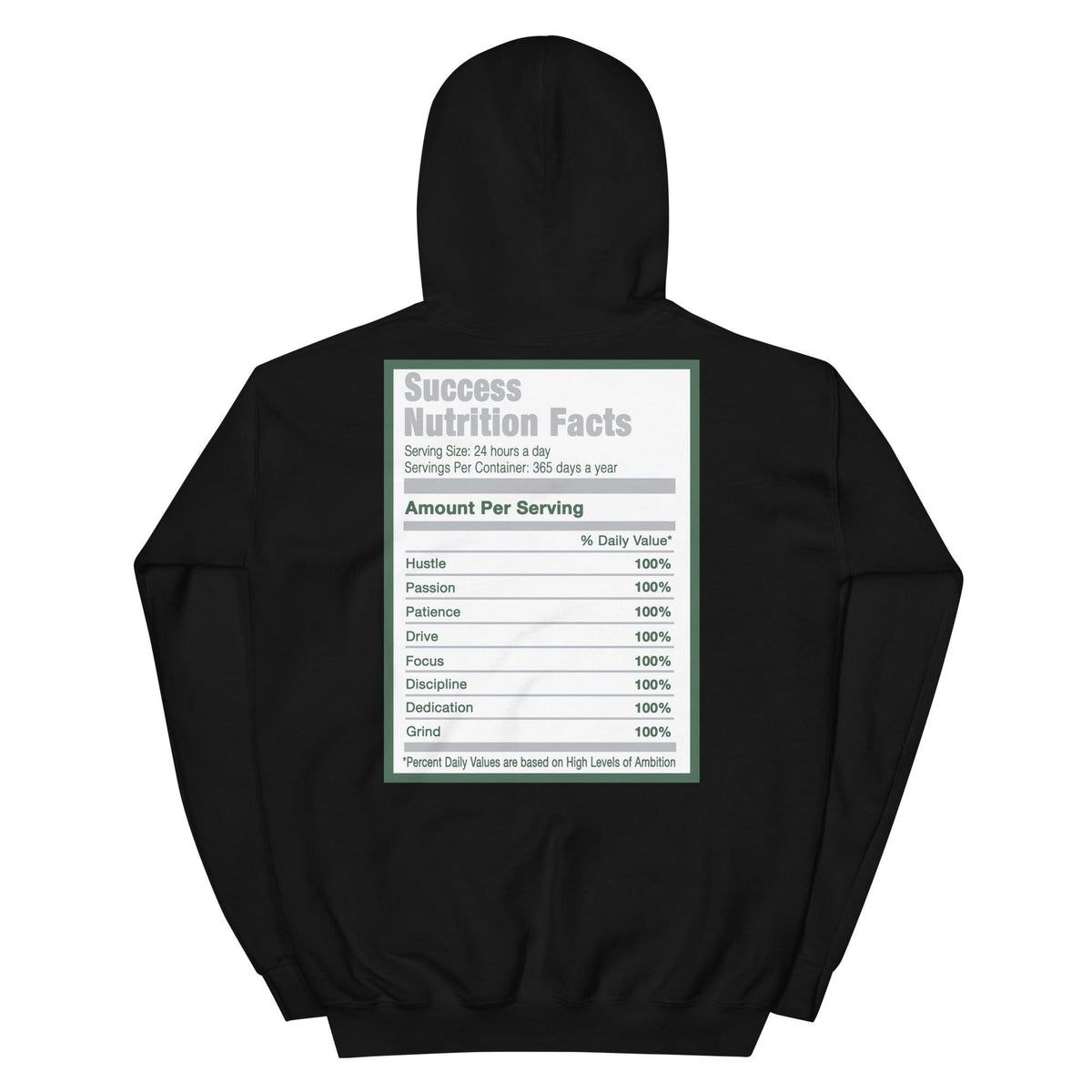 Black Success Nutrition Facts Hoodie AJ 1 Retro High OG Gorge Green photo