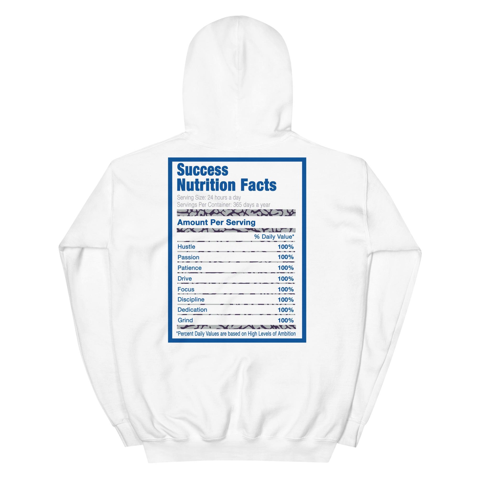 White Success Nutrition Facts Hoodie AJ 3 Retro Racer Blue photo