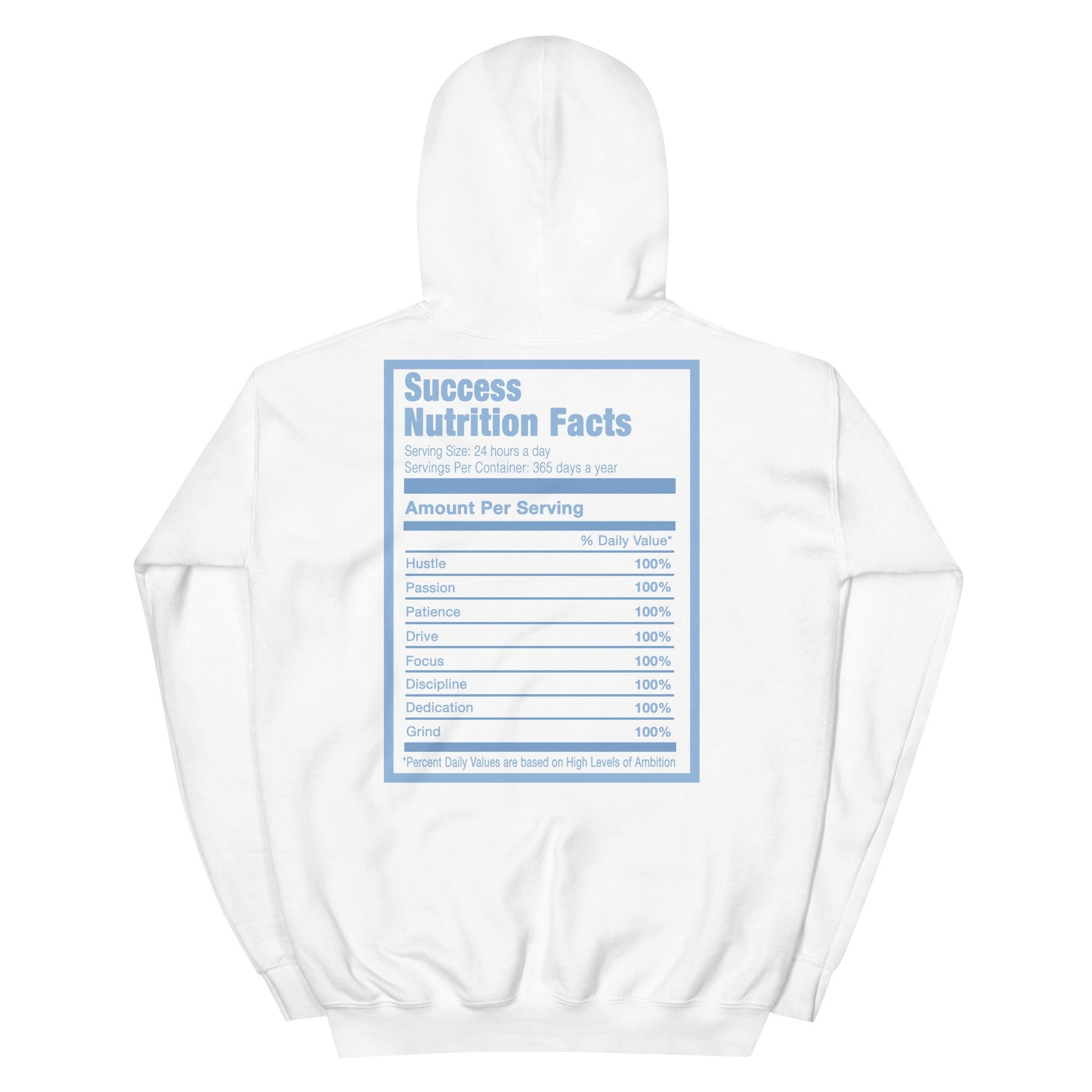 White Success Nutrition Facts Hoodie AJ 6 Retro GG Still Blue photo