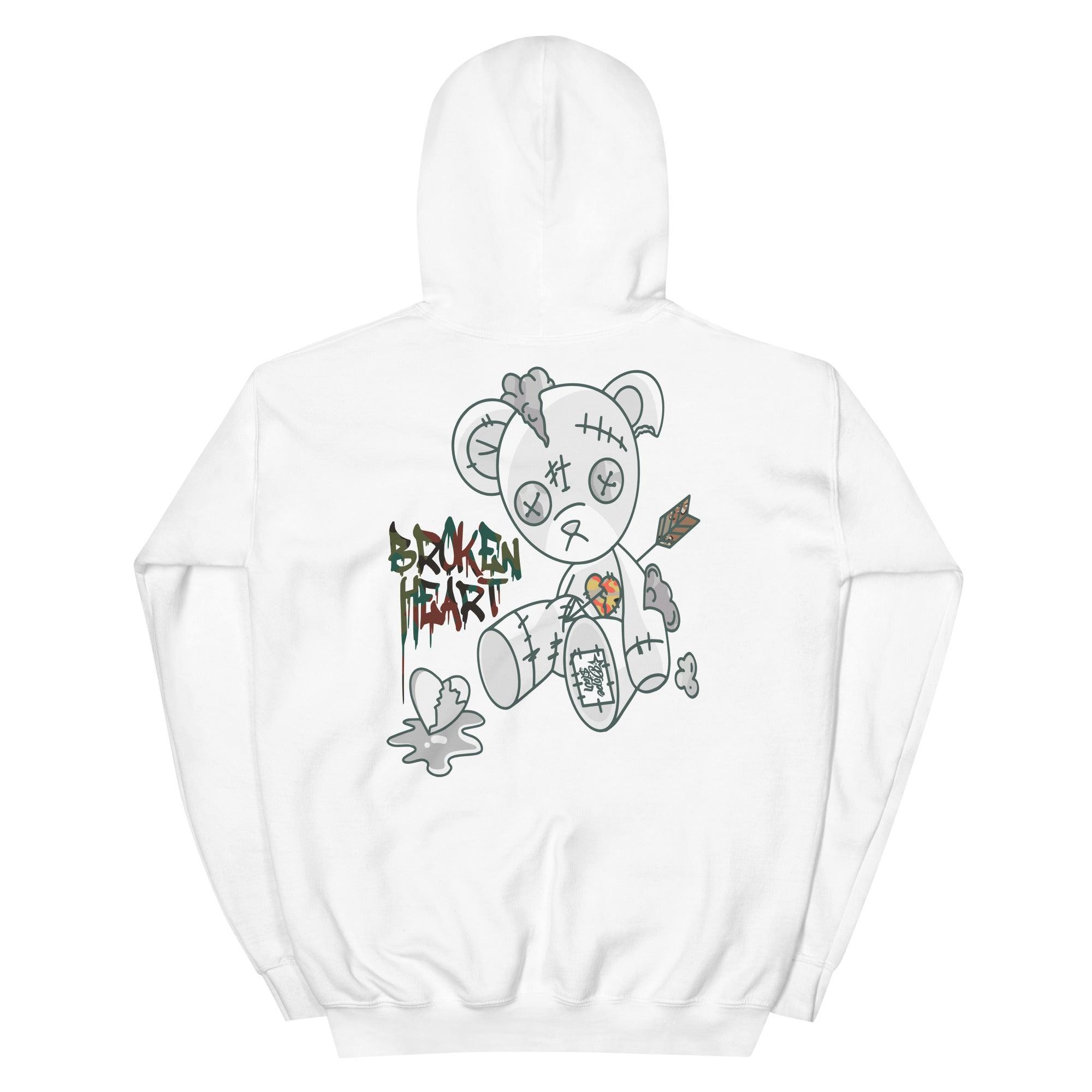White Broken Heart Bear Hoodie Nike Dunk Low Sail Multi Camo photo
