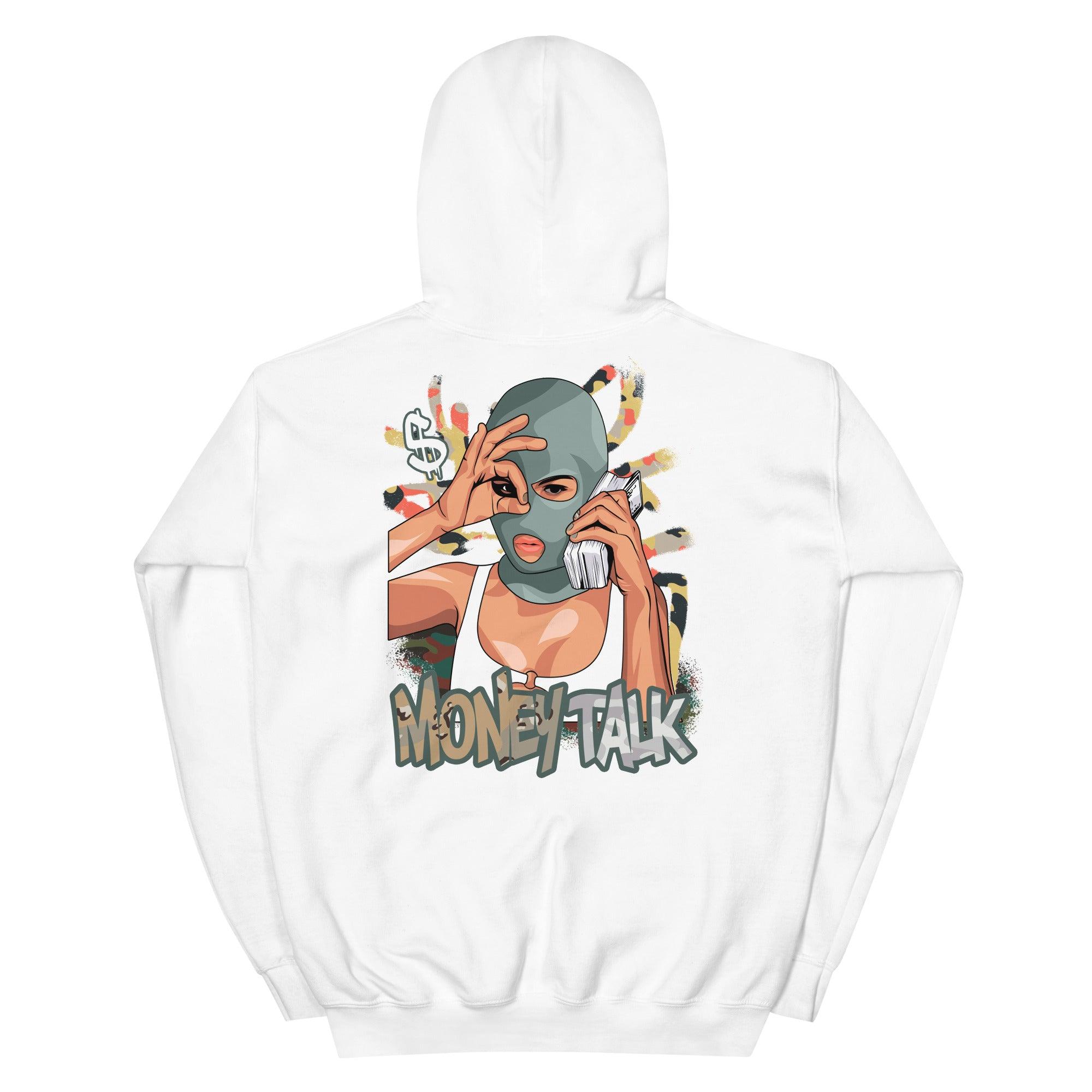 White Money Talk Hoodie Nike Dunk Low Sail Multi Camo photo