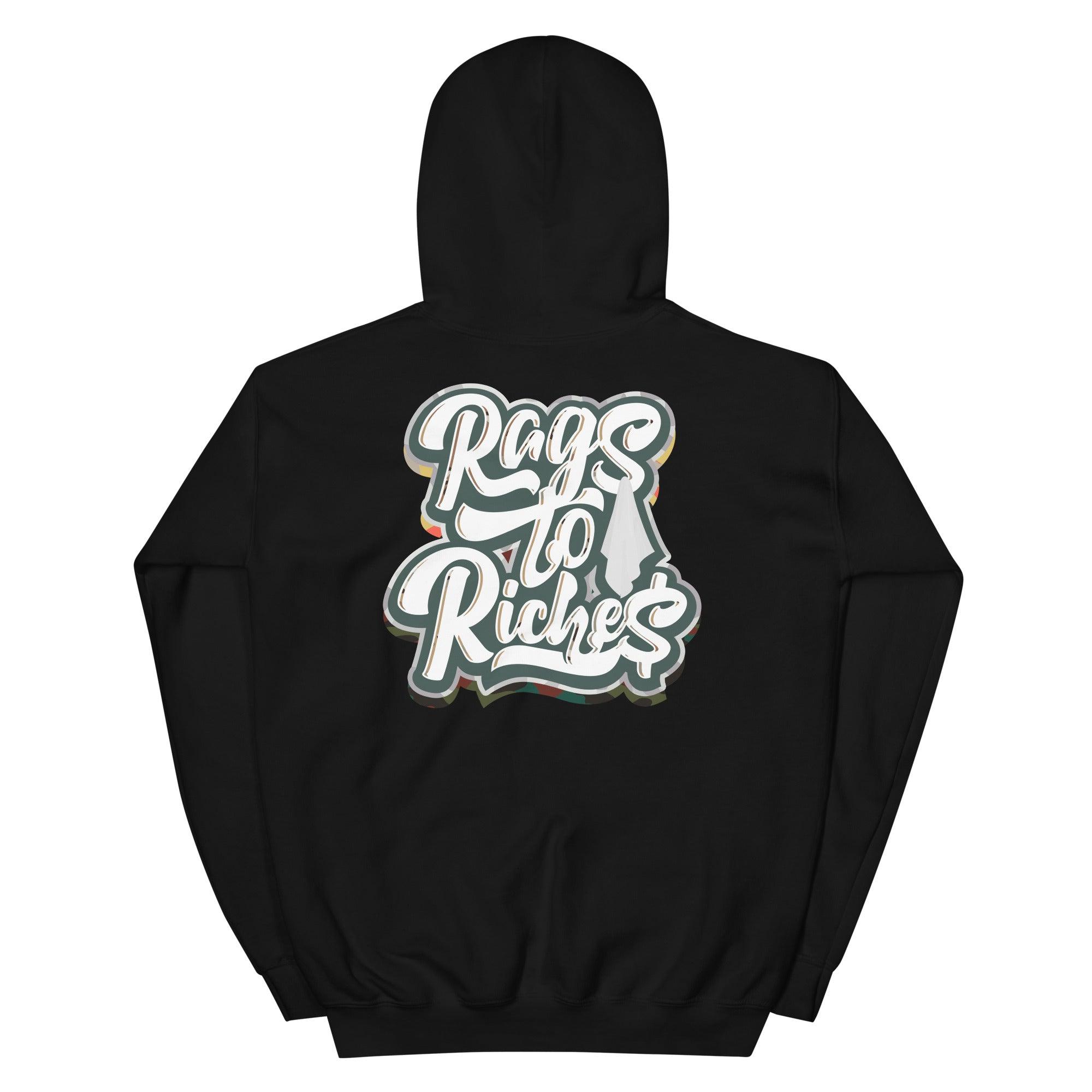 Black Rags To Riches Hoodie Nike Dunk Low Sail Multi Camo photo