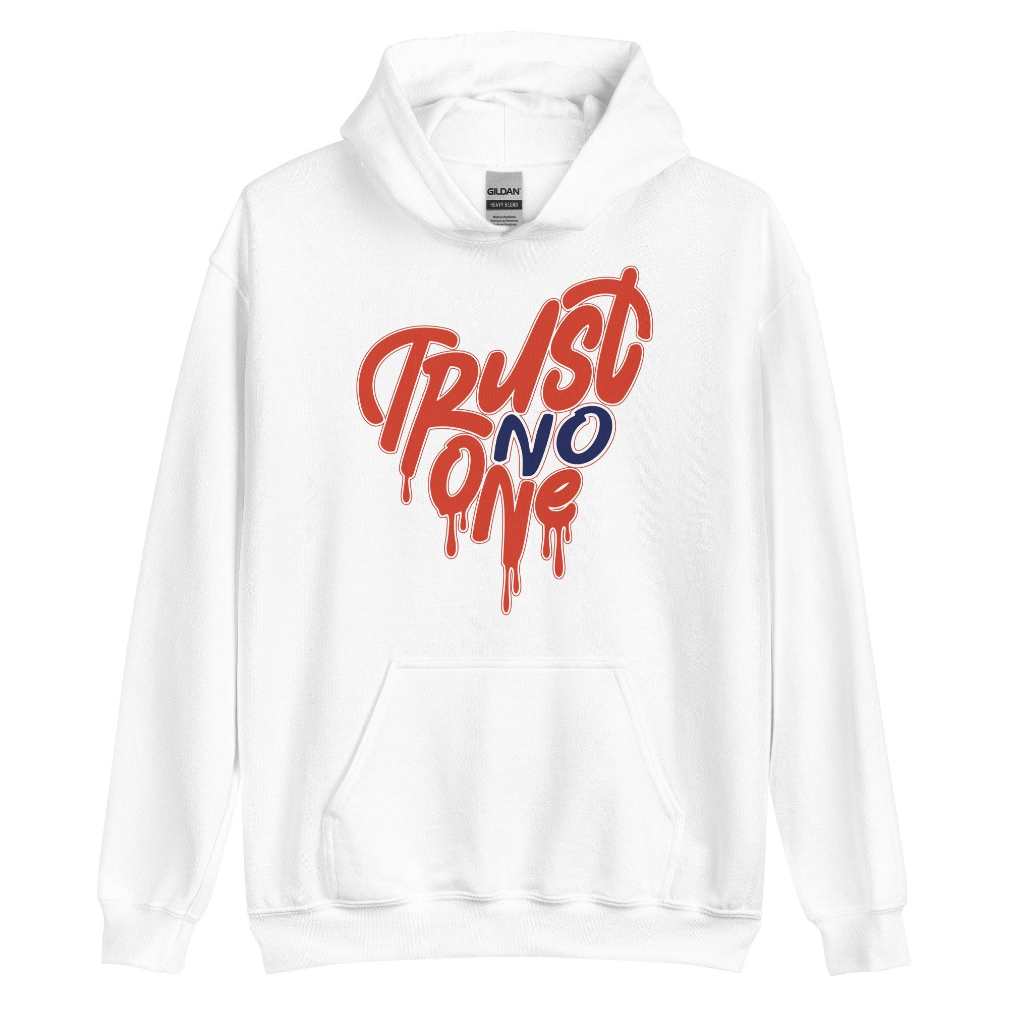 White Trust No One Heart Hoodie Nike Dunk High Knicks photo
