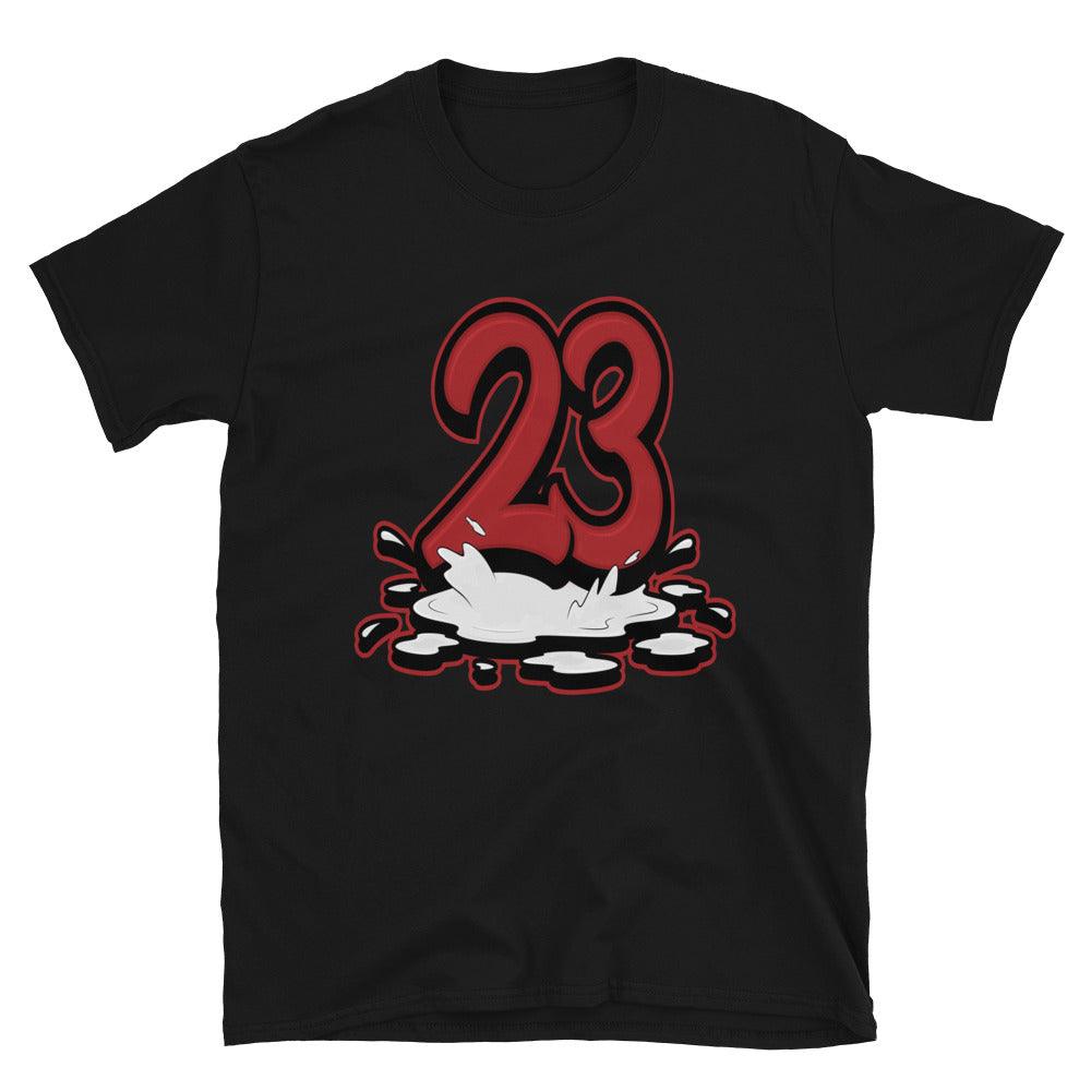 Number 23 Melting Shirt AJ 1 Mid Gym Red Black White photo