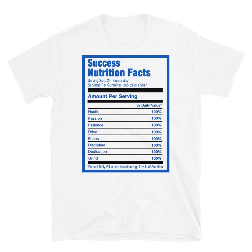 Success Nutrition Facts Shirt AJ 1 Mid White Black Royal photo