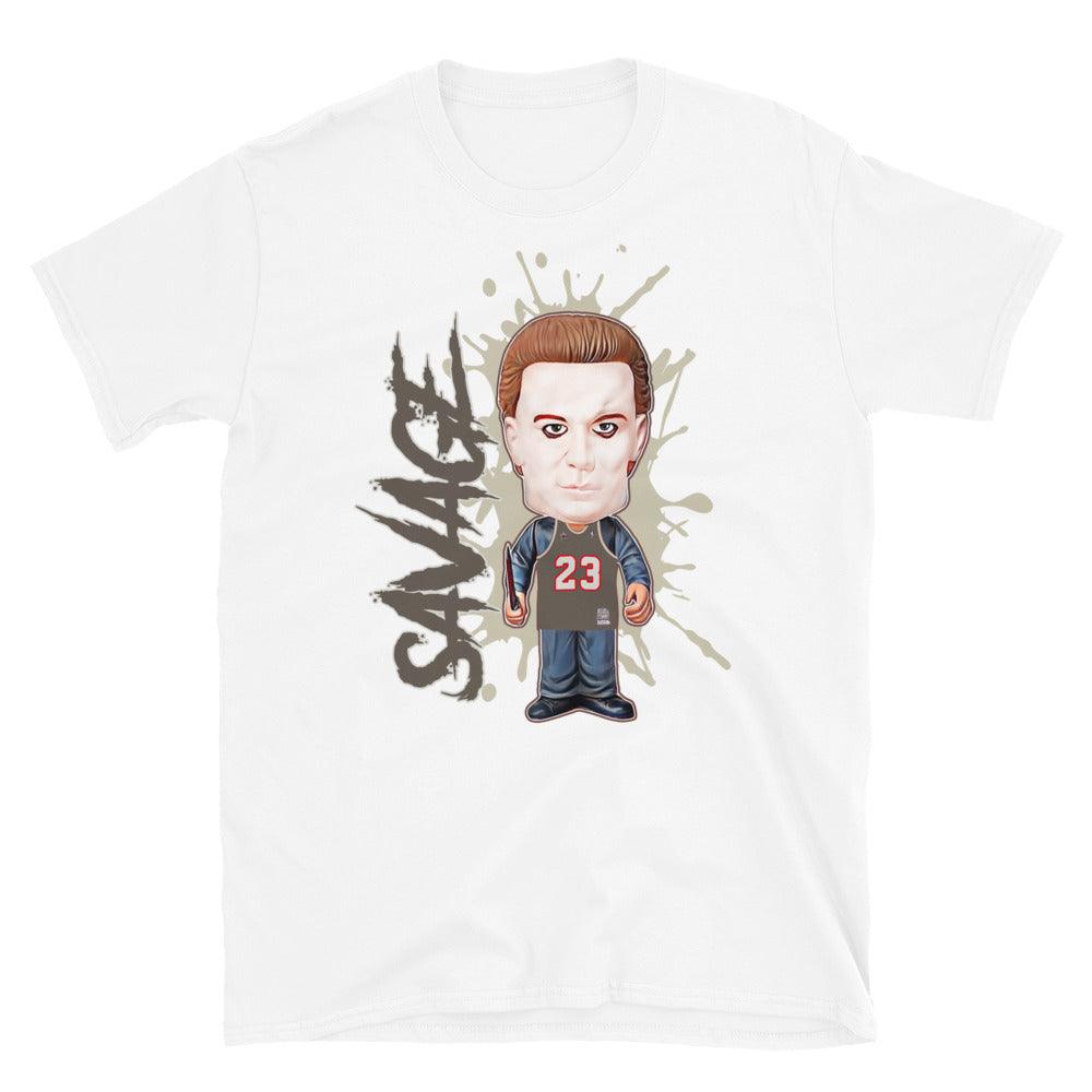 White Michael Myers Shirt for Jordan 1s Travis Scott Low Reverse Mocha photo