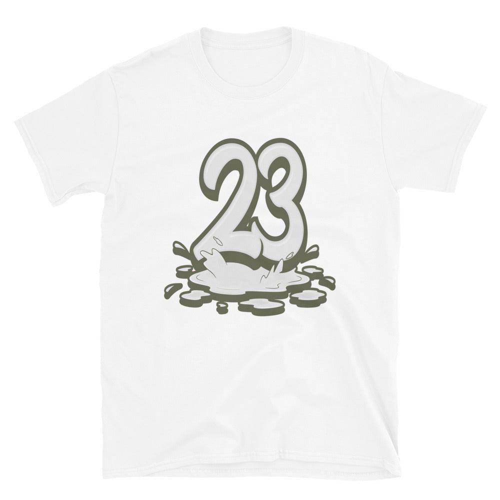 White 23 Melting Shirt Nike Dunk Low Medium Olive photo