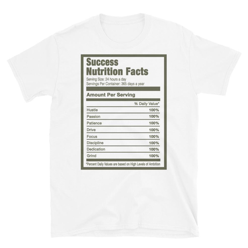 White Success Nutrition Shirt Nike Dunk Low Medium Olive photo
